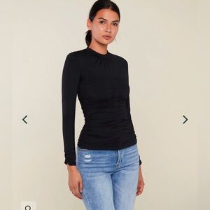 Long Sleeve Ruched Mock Neck